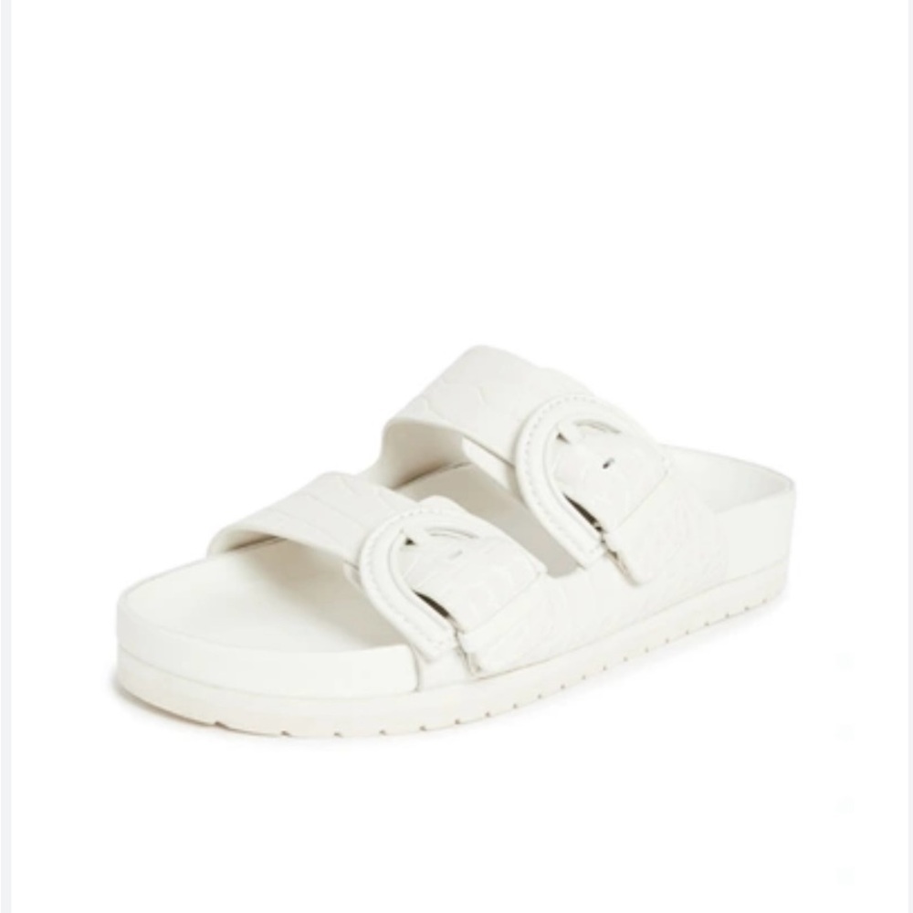 Comfortable Vince White Double-Strap Leather Sandals